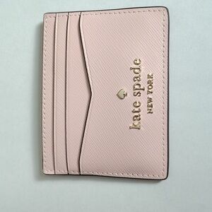 Kate Light Pink Card Holder with Gold Logo